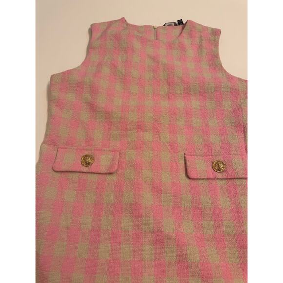 Vero Moda Women's Pink/Cream Gingham Gold Button Dress Short Zip Up Size 8 US - Picture 3 of 8